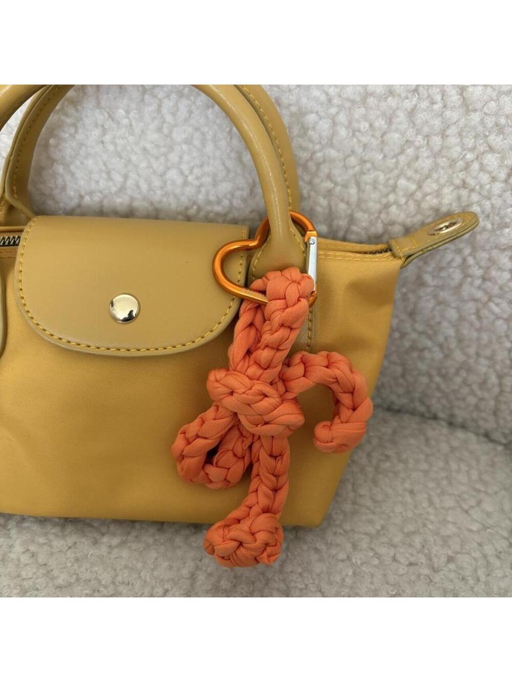 ORANGE CROCHET BOW BAG CHARM